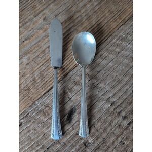 Rogers International Deluxe Silverplate  Gracious 1 Butter Knife 1 Soup Spoon